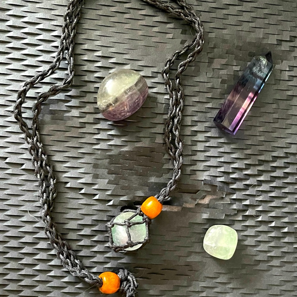 Rainbow Flourite Macramé Necklace